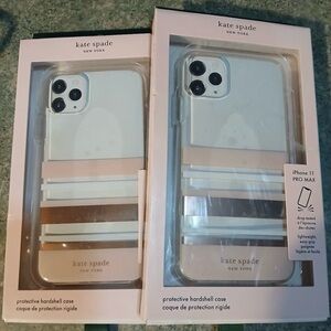 New Kate spade White Case w Rose Gold & Light Pink Stripes iPhone 11 Pro Max
